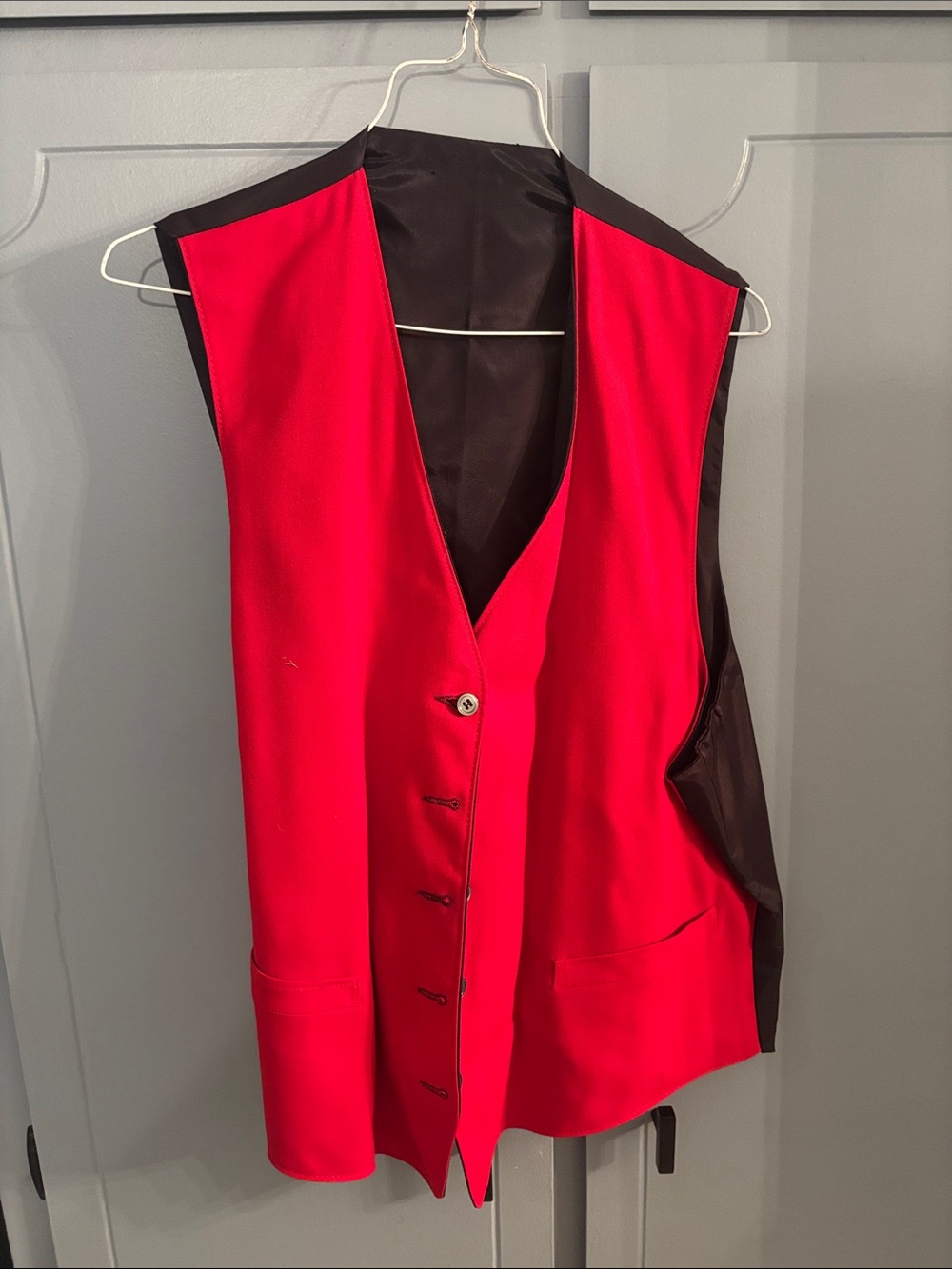 VINTAGE Bright Red and black Button-Front Vest